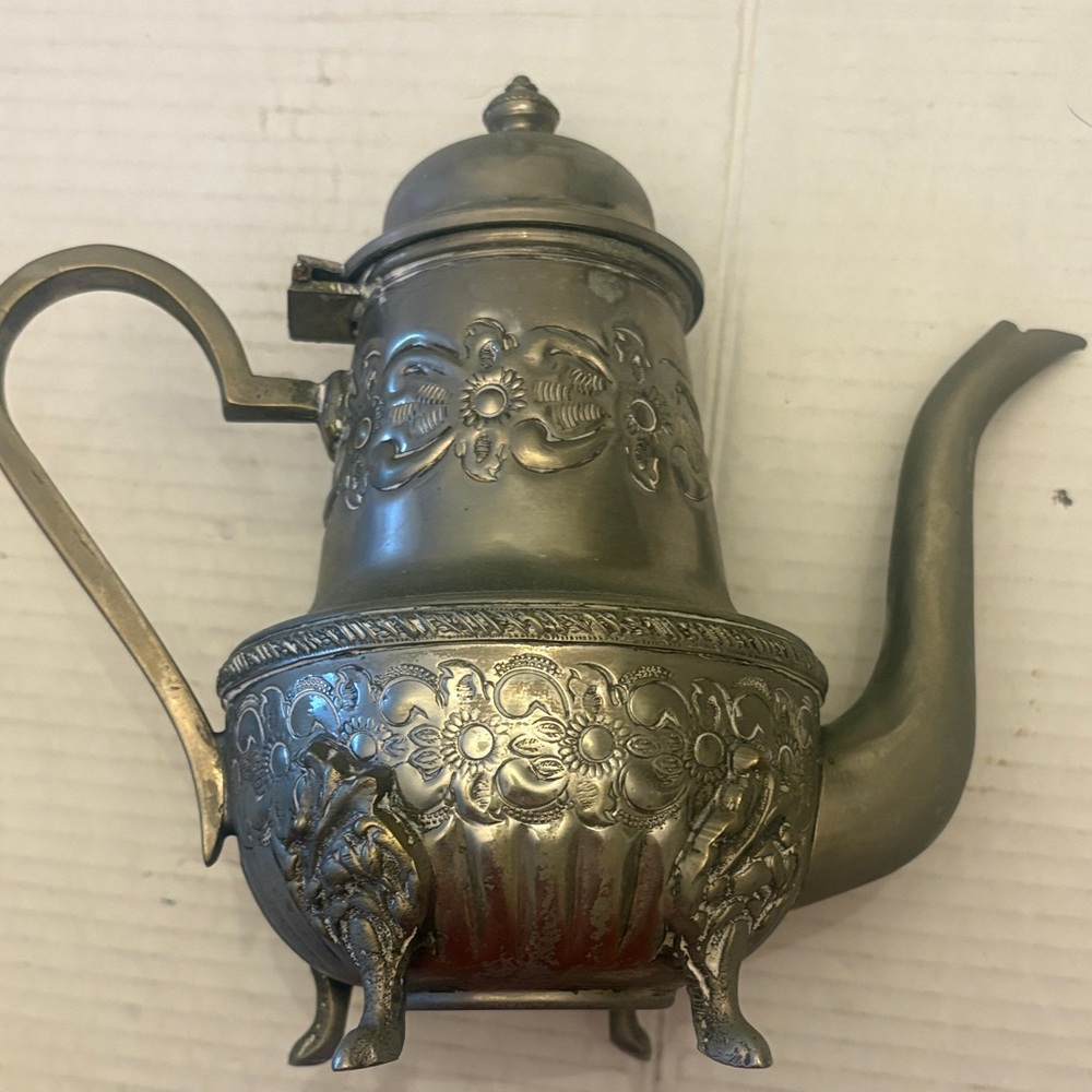 Ornate Silver Plated Teapot with Floral Embossing
